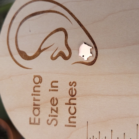 Pink Rose Gold Pig Stud Earrings, unisex - Picture 3 of 5